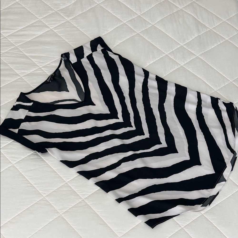 Express Zebra-Striped Silk-feel Blouse